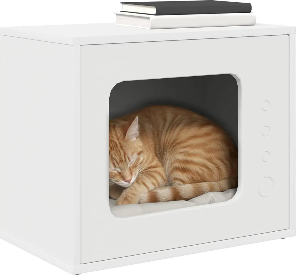 Casetta per gatti SYFAX™ bianca 51 x 30 x 42 cm materiale a base di legno