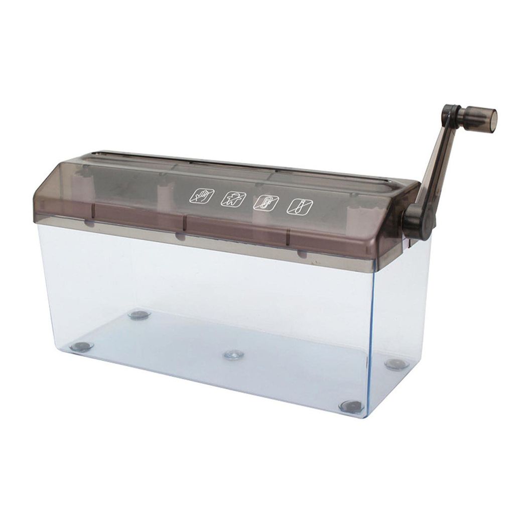 Handbetriebener Papiervernichter,kompakt, kindersicher und geräuscharm,Kurbel und transparenter Box,ideal für Büro und Zuhause