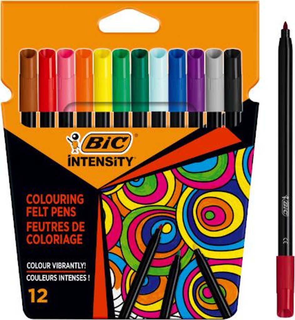 Rotuladores de intensidad BIC, 12 colores lavables, para Imagen del producto 