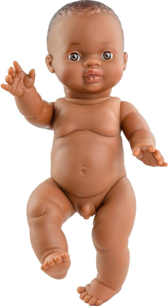 Paola Reina Babypuppe Gordi Junge dunkel 34cm Vinyl Puppe Produktbild 