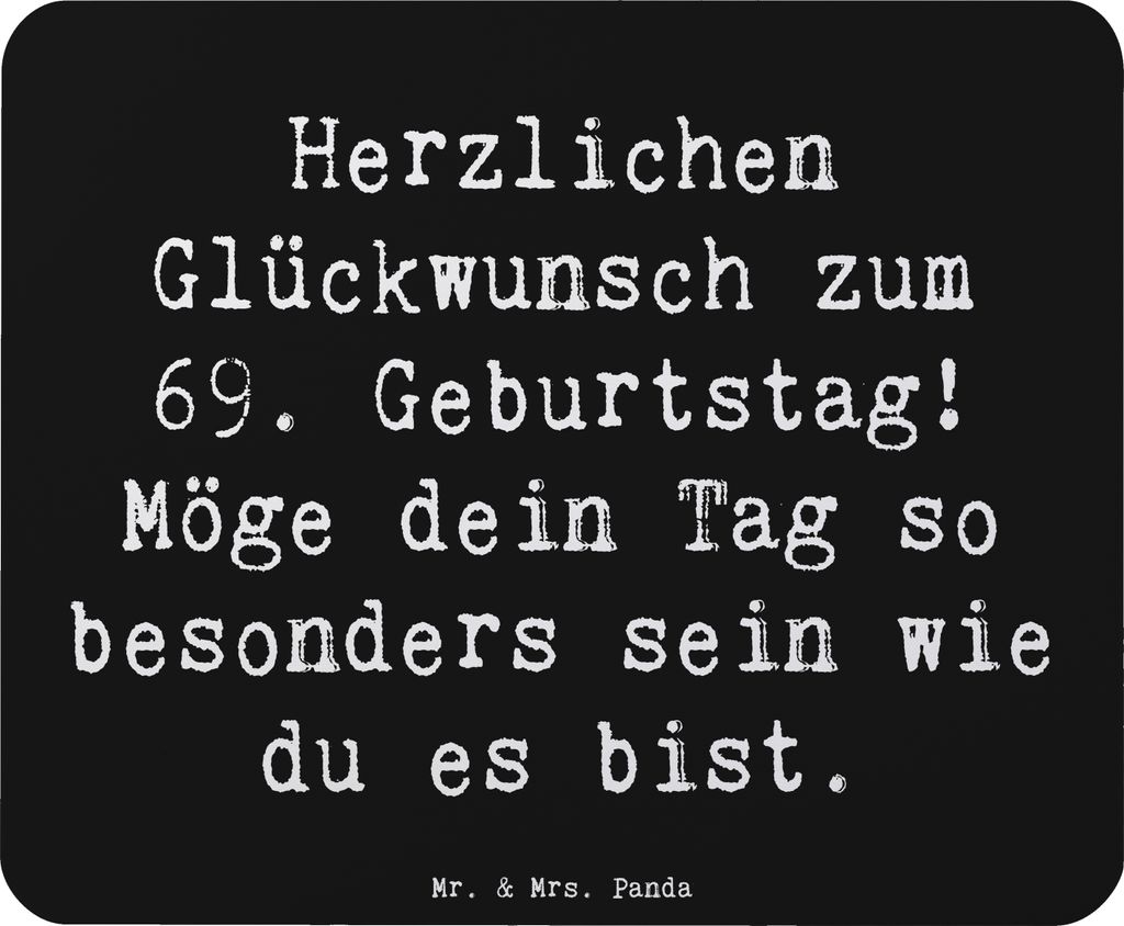Mr. & Mrs. Panda Mouse Pad Spruch 69. Geburtstag Besonderer Tag - Schwarz - Geschenk, Happy Birthday, wertschätzende Worte, mauspad pc, mausteppic...