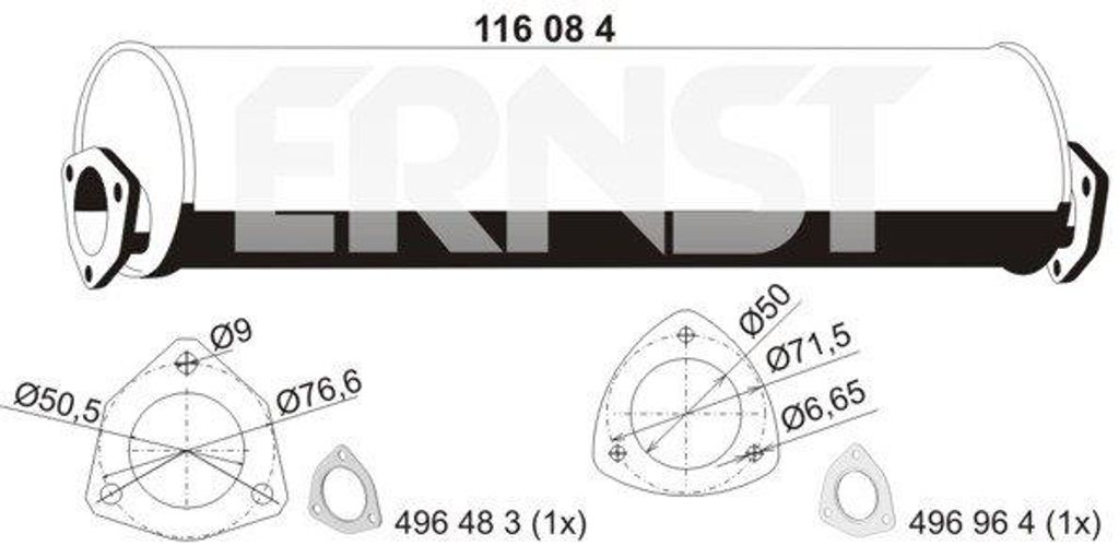 ERNST 116084 Endschalldämpfer für VW TRANSPORTER III Bus Auspuff