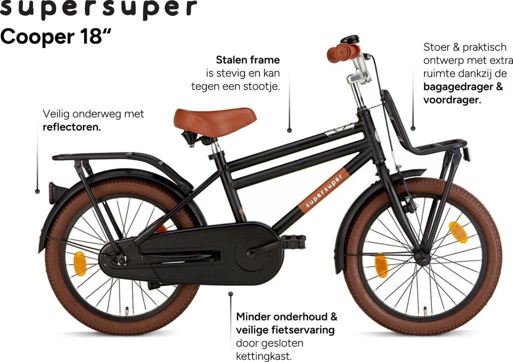 SuperSuper Cooper Kinderfahrrad - 18 Zoll - Schwarz Produktbild 5