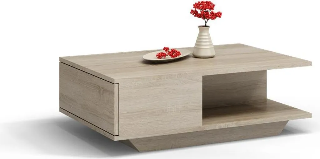 Table basse rectangulaire CUIFEN finition bois clair pour petit salon - 6