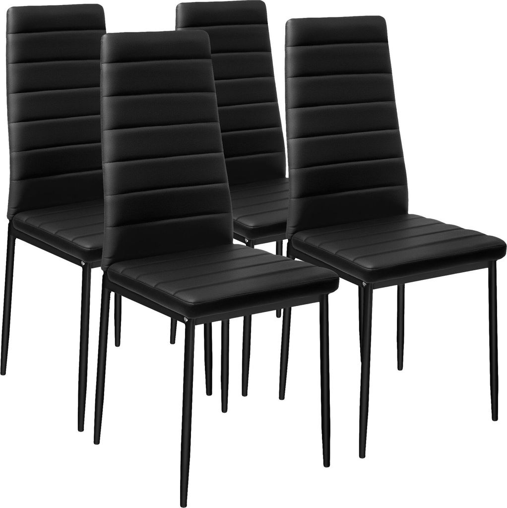 Lot de chaises avec surpiqûre - noir, Lot de 4 Image du produit 
