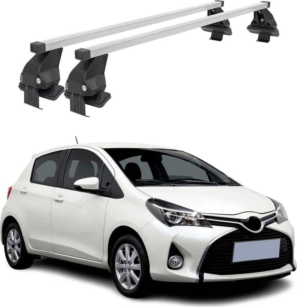 Menabo Dachträger Grundtäger für Toyota Yaris 2011-2019 50kg Stahl Silber 2 tlg