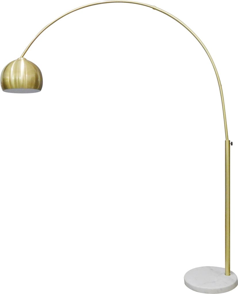 SalesFever Bogenlampe | 1-flammig | höhenverstellbar | Lampenschirm Kunststoff | Gestell Metall | Fuß Marmor | B 165 x T 30 x H 205 cm | Messing-...