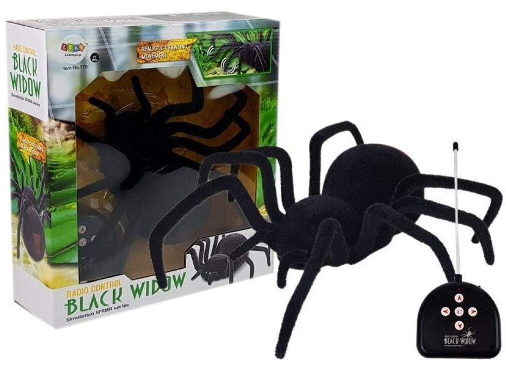 Große haarige Spinne schwarze Witwe Fernbedienung