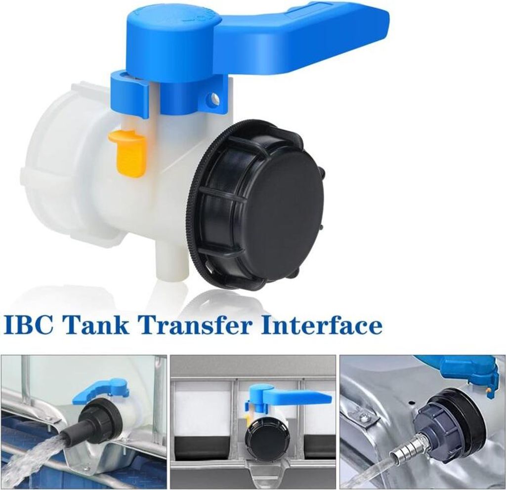 60-mm-IBC-Adapter, 60-mm-Ventil, 1000-Liter-Kunststofftank, 1000-Liter-Tankanschluss für Regenwassertank, Behälter