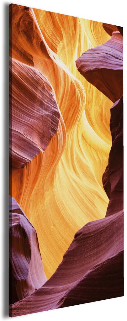 Wallario Premium Leinwandbild Schlucht aus Sandstein in Arizona Antelope Canyon in Größe 50 x 125 cm