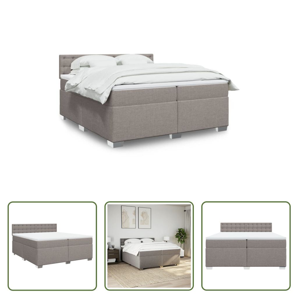 The Living Store Boxspringbett mit Matratze Taupe 200x200 cm Stoff