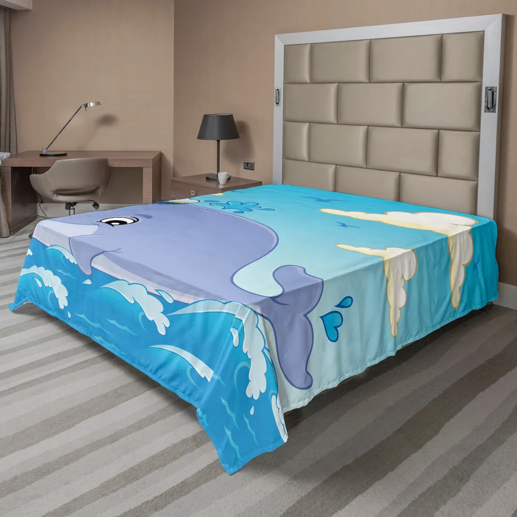Drap décoratif baleine pour chambre de garçon ou fille 244x205 cm