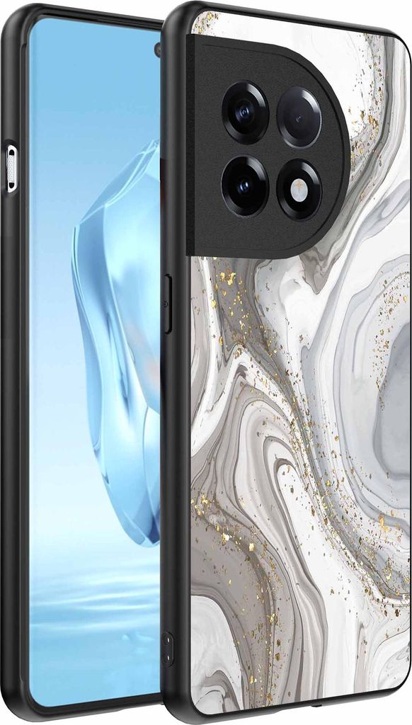 Geeignet für OnePlus 12 Telefon Fall mit Marmor Druck - TPU zurück Abdeckung Fall Marmor Design - Silber - Smartphonica