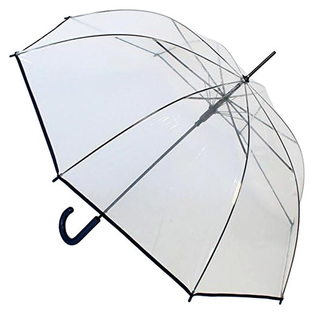 Transparenter Regenschirm mit Navy Einfassband
