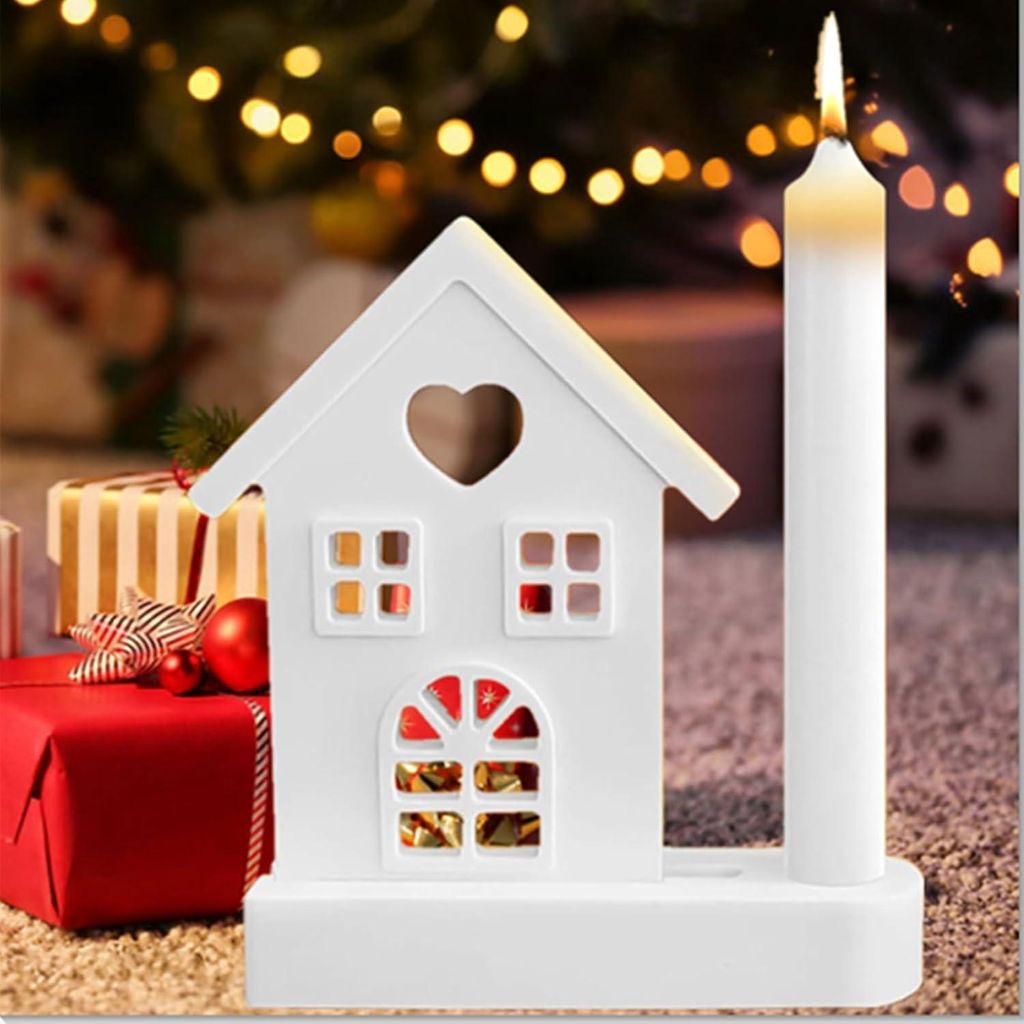 Silicone Form Kerzenhalter Häuser, Weihnachtsform Kerzenhalter, DIY Silikonformen für Beton, DIY Zementkerzenhalter Form für handgemachte Kerzen...