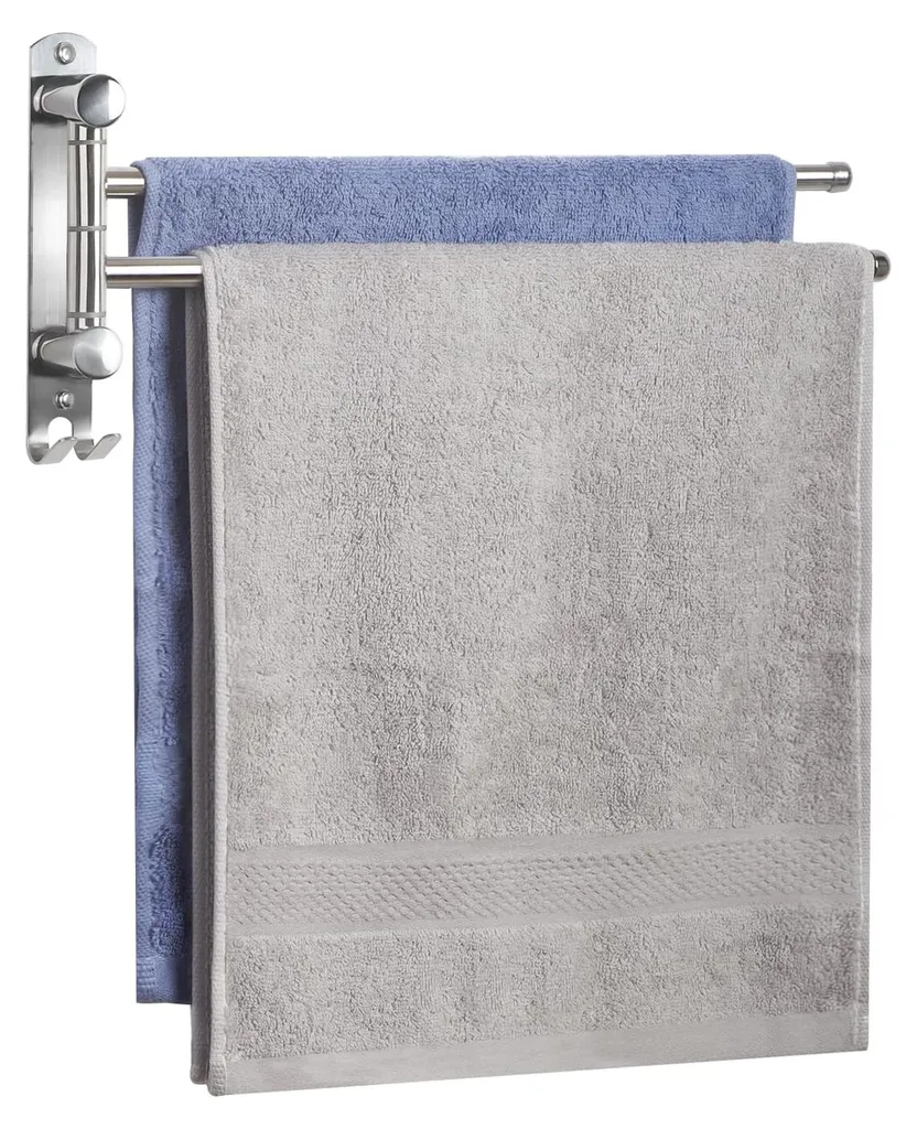 Porte-serviettes de salle de bain pivotant - Idéal petites surfaces Inox