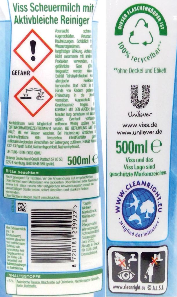 VISS Scheuermilch 500ml Aktivbleiche Produktbild 