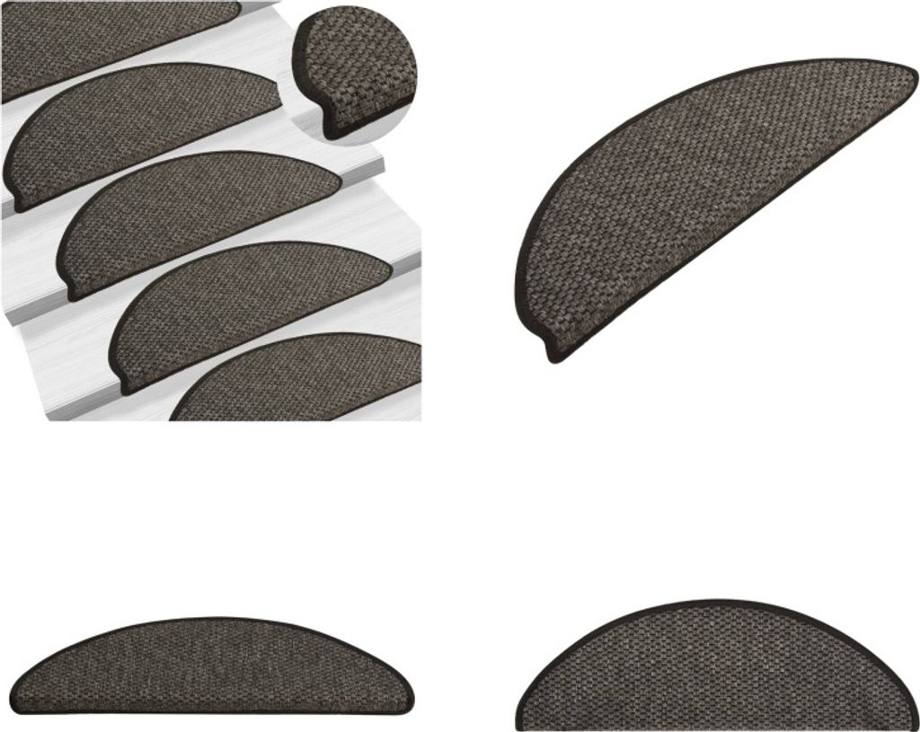vidaXL Treppenmatten Selbstklebend Sisal 15 Stk. 65x21x4 cm Anthrazit - Stufenmatte - Stufenmatten - Stufenteppich - Stufenteppiche