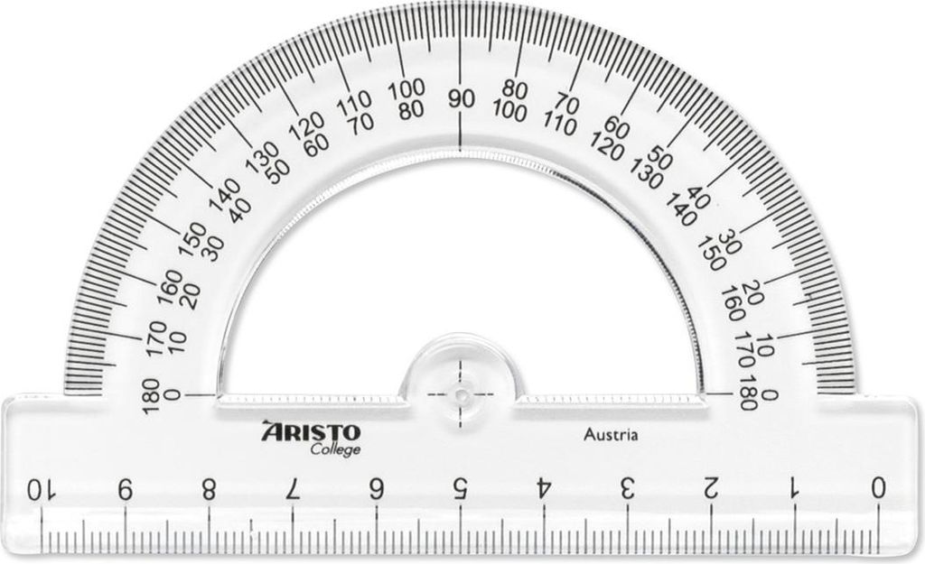 Aristo College Halbkreiswinkel 180 Grad Steg mit 10 cm, Skala 0-180 Grad