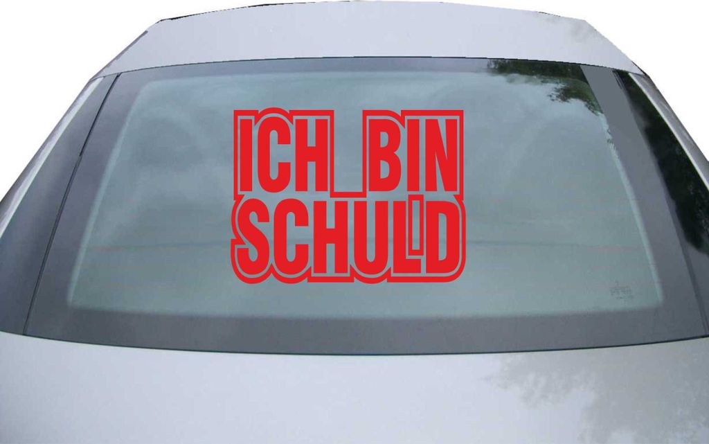 Indigos UG - Aufkleber Heckscheibe & Motorklappe DE2897 - rot - 600x450 mm - ICH BIN SCHULD - Fisch - Auto Scheiben Fenster Heckklappe Tuning Racin...