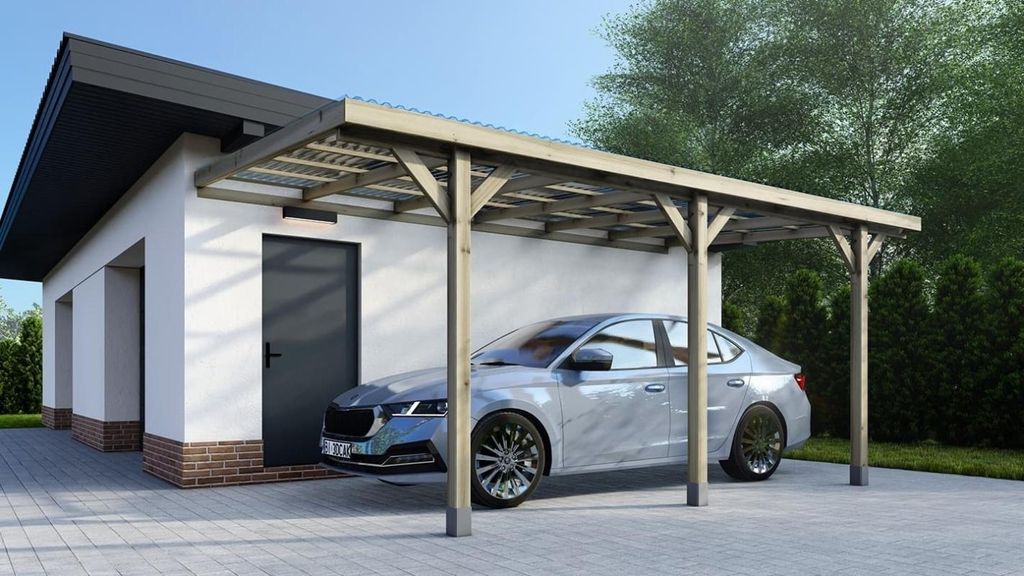 Tettoia posto auto coperto in legno 3x5.24 m - 15 m2 - Immagine del prodotto 