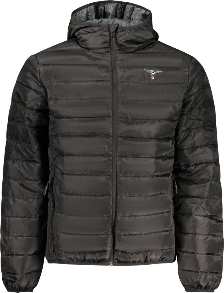 Stilvolle Herrenjacke in Schwarz mit Kapuze und Stickereien