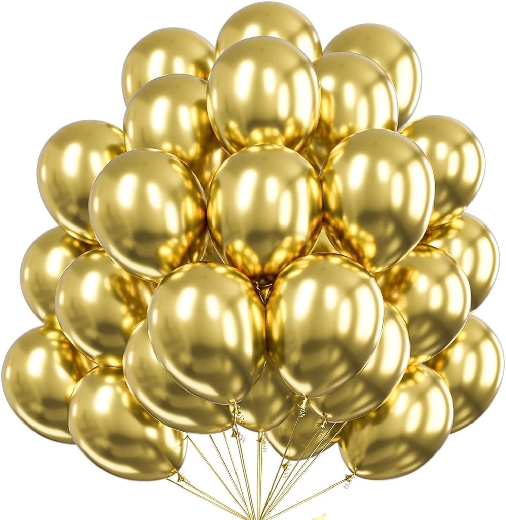 100x Luftballons gold Ø 35 cm - Schadstofffrei - Ballons Luft und Helium geeignet - Geburtstag, Party, Hochzeit Deko Dekoration