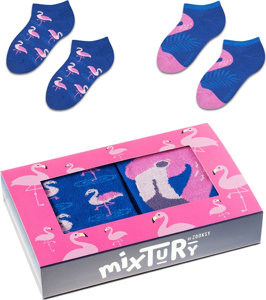 Bunte Kurze Socken mit Flamingos für Kinder 30-35, 2 Paar Lustige Rosa Socken