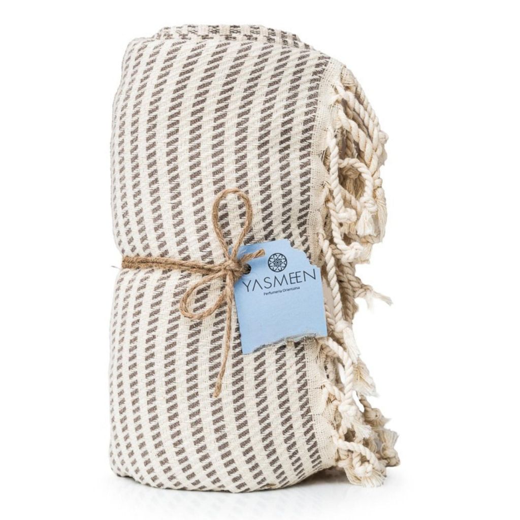 Badetuch 92 x 152 cm – 100% Baumwolle – 430 g/m² – Saunatuch – Strandtuch – Pestemal Hamamtuch - schnelltrocknend und leicht (Kaffeebrau...