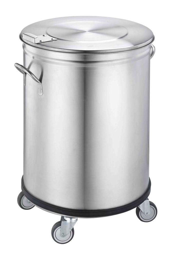 Saro Abfallbehälter auf Rollen mit Deckel 90 Liter aus Edelstahl 201
