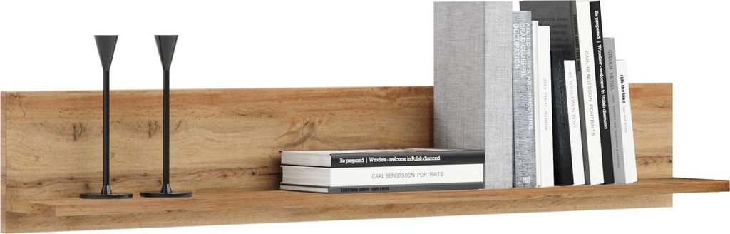 Wandregal SHELF 100 cm – Elegantes Design in Crafted Goldene Eiche, Laminat, 18 mm stark, mit versteckten Halterungen, Poland