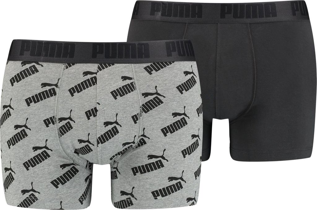 PUMA MEN AOP BOXER 2P dark grey melange/black M Produktbild 