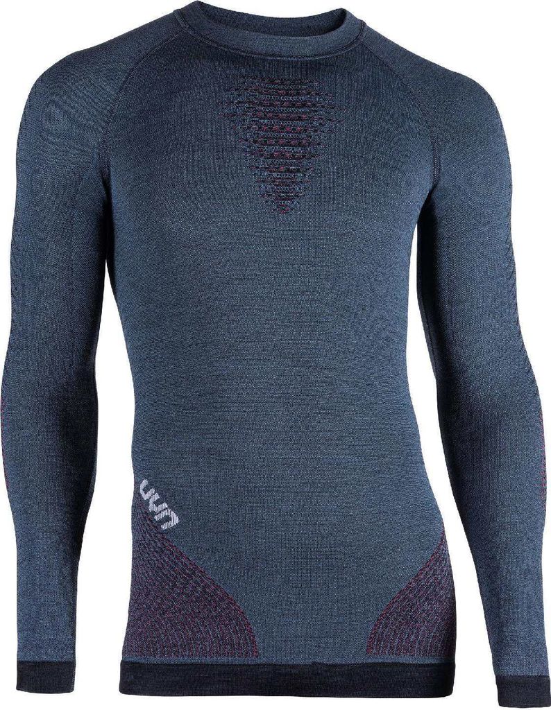 UYN Langarm Fahrrad-Shirt - FUSYON MERINO - Schwarz/bordeaux/Blau L-XL