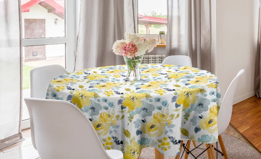 ABAKUHAUS Tovaglia Circolare 150cm Design Acquerello Moderno Blu