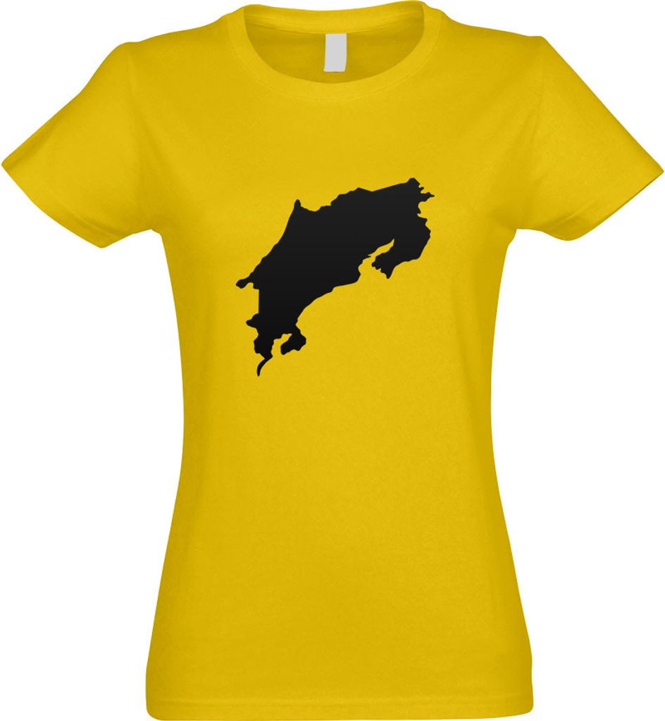 Kiwistar - T-Shirt tailliert - Damen - gelb - Costa Rica Umriss Kontur - mit Motiv Bedruckt - Funshirt Design - Sport - Freizeit - Damen - S