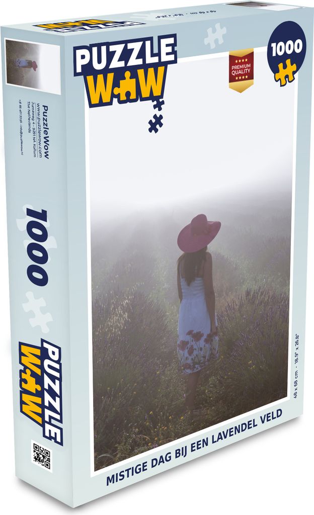MuchoWow Puzzle 1000 Teile Nebliger Tag auf einem Lavendelfeld - Spielzeug - Alt und Jung - Spiele - Puzzeln