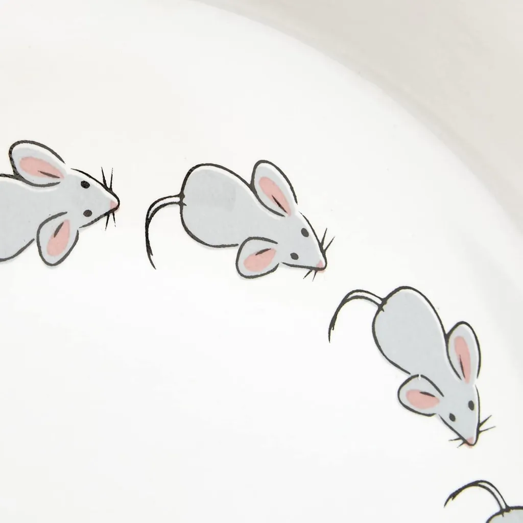 Bol céramique peint main motif souris blanc de 200ml et ø 16cm série M1