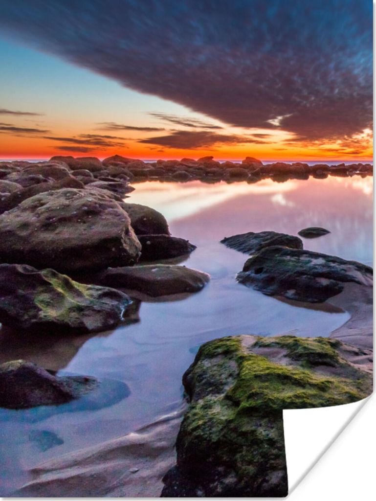 MuchoWow Poster Felsen - Wasser - Natur 60x80 cm - Schlafzimmer Dekoration