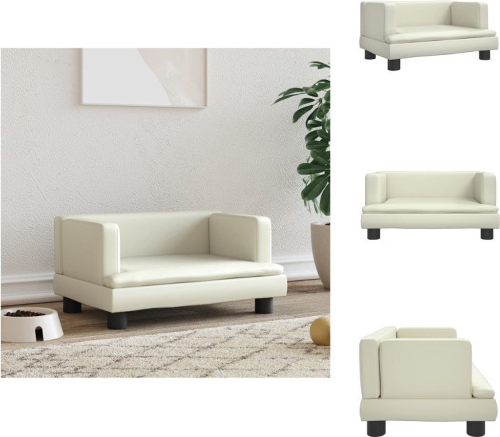 vidaXL Hundebett Creme 60x40x30 cm Kunstleder - Hundebetten