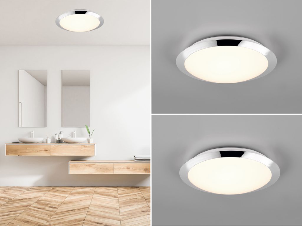 LED Deckenleuchten Set Silber Ø29cm Lampe für Badezimmer, Gäste WC & Feuchträume
