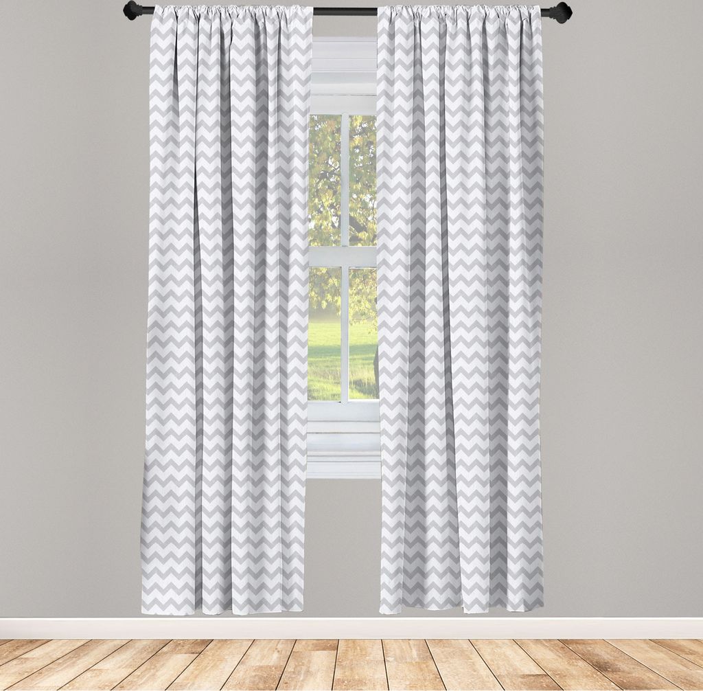 ABAKUHAUS Grau und Weiß Vorhänge, Gardinen, Chevron-Muster-Zickzack-geometrischer Pfeil zeichnet Streifen-Zusammenfassungs-Druck, 2 Stück 75 x 1...