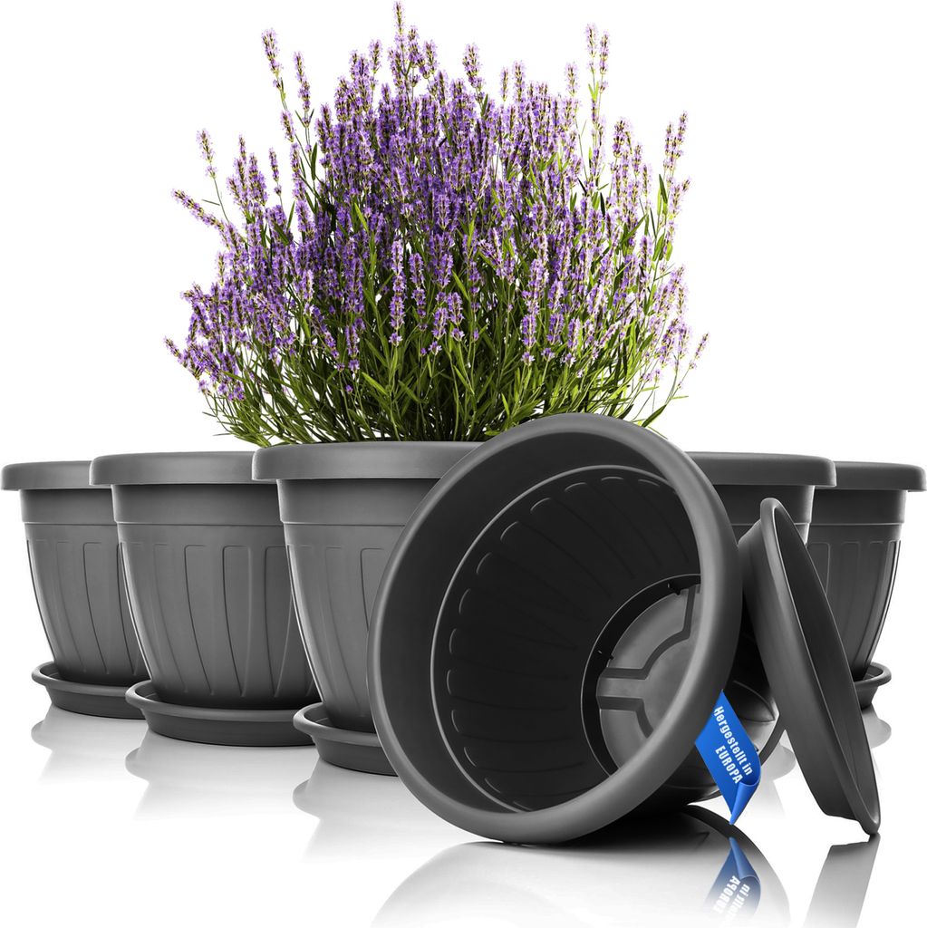 BigDean 6x Blumentopf mit Untersetzer rund ø40xH31 cm Produktbild 