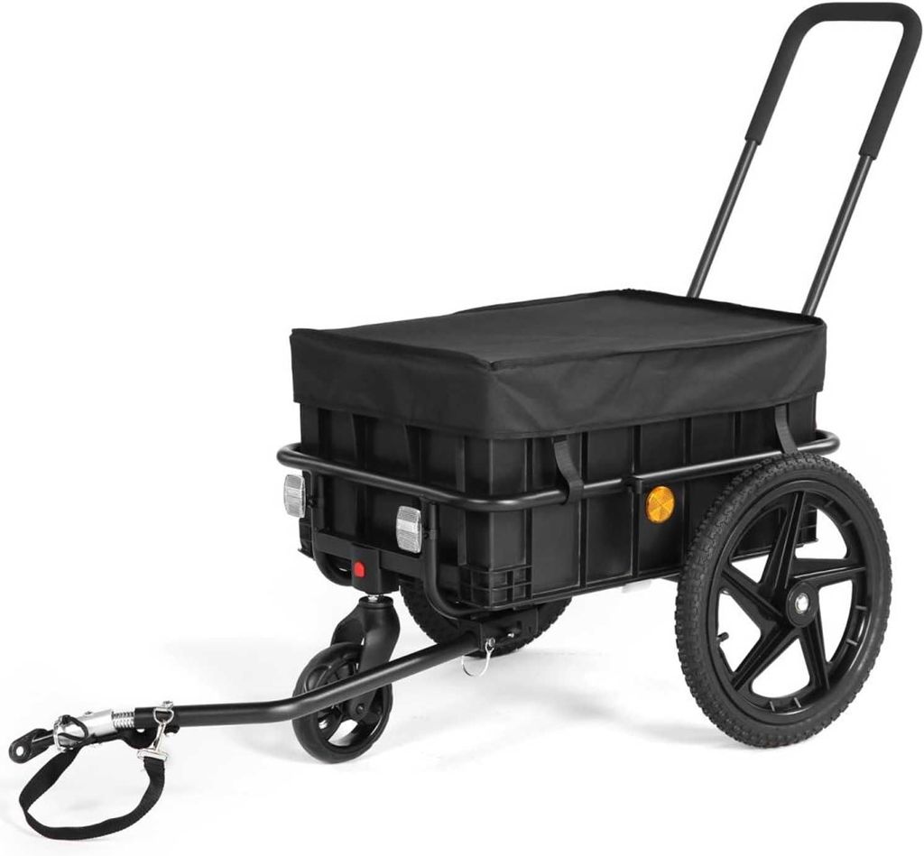 Fahrradlastenanhänger 2 in 1 Handwagen mit Schiebestange, Eisenrahmen 40 kg,Faltbar