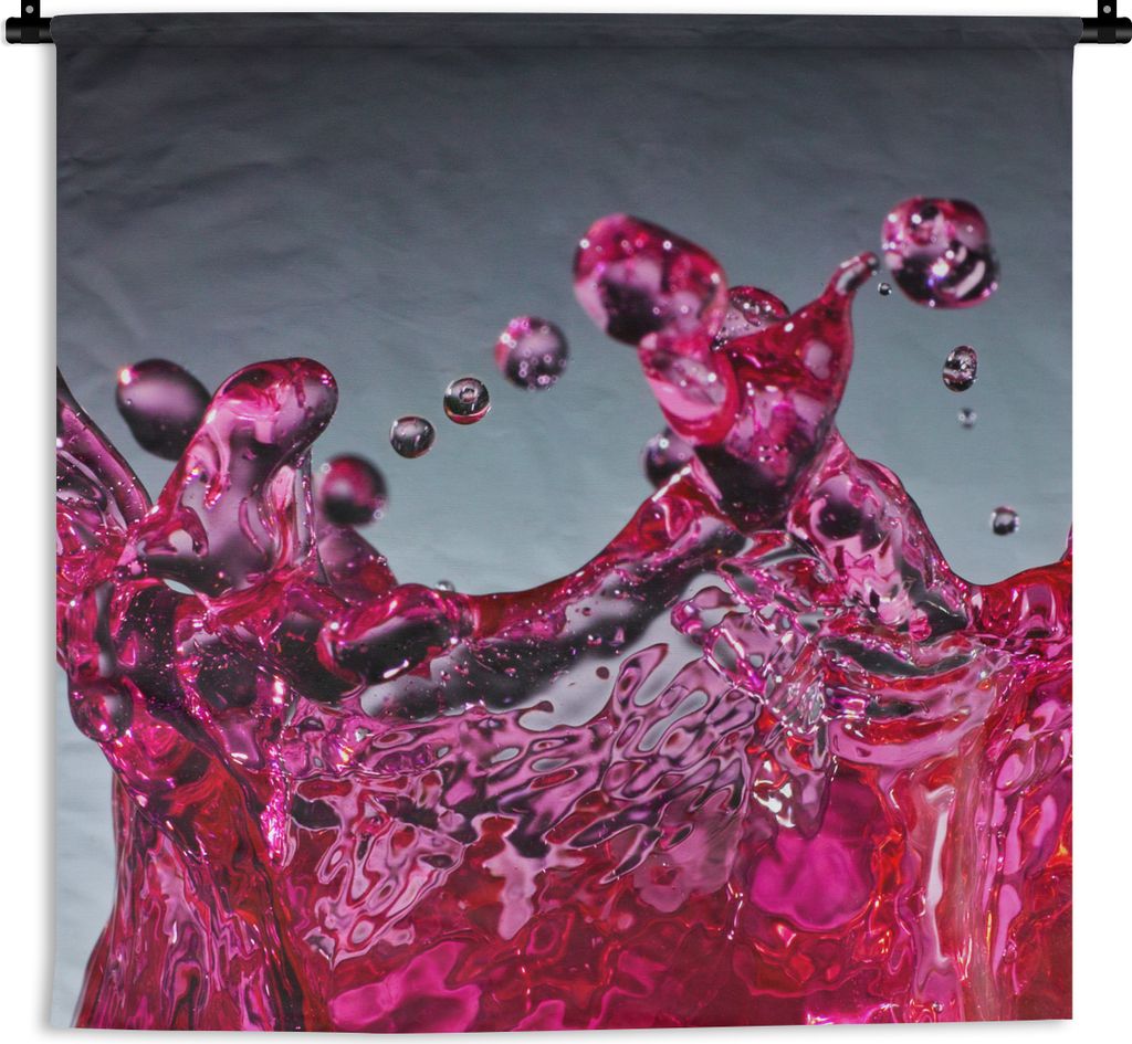 MuchoWow Wandteppich Wandbehang Wasser - Abstrakt - Rosa - Tropfen 120x120 cm Tapisserie Dekoration Wandtuch - Modern - Baumwollgewebe