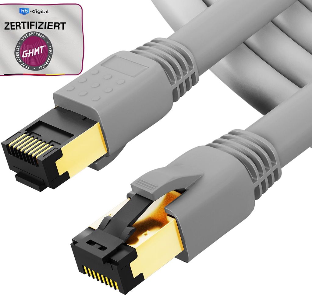 hb-digital 7.5m RJ45 Patchkabel CAT 8.1 S/FTP LSZH grau