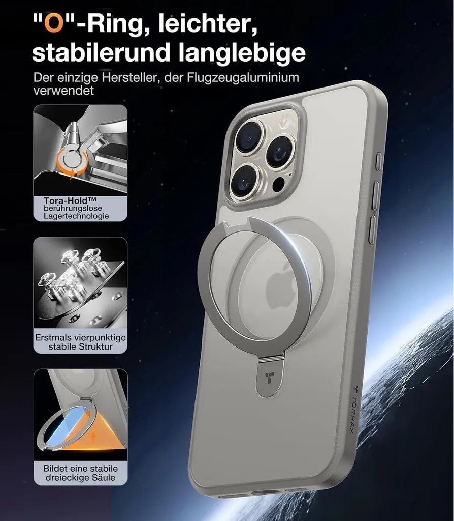 Coque iPhone 16 Pro Max Robuste : Finies les Chutes avec Support Gris