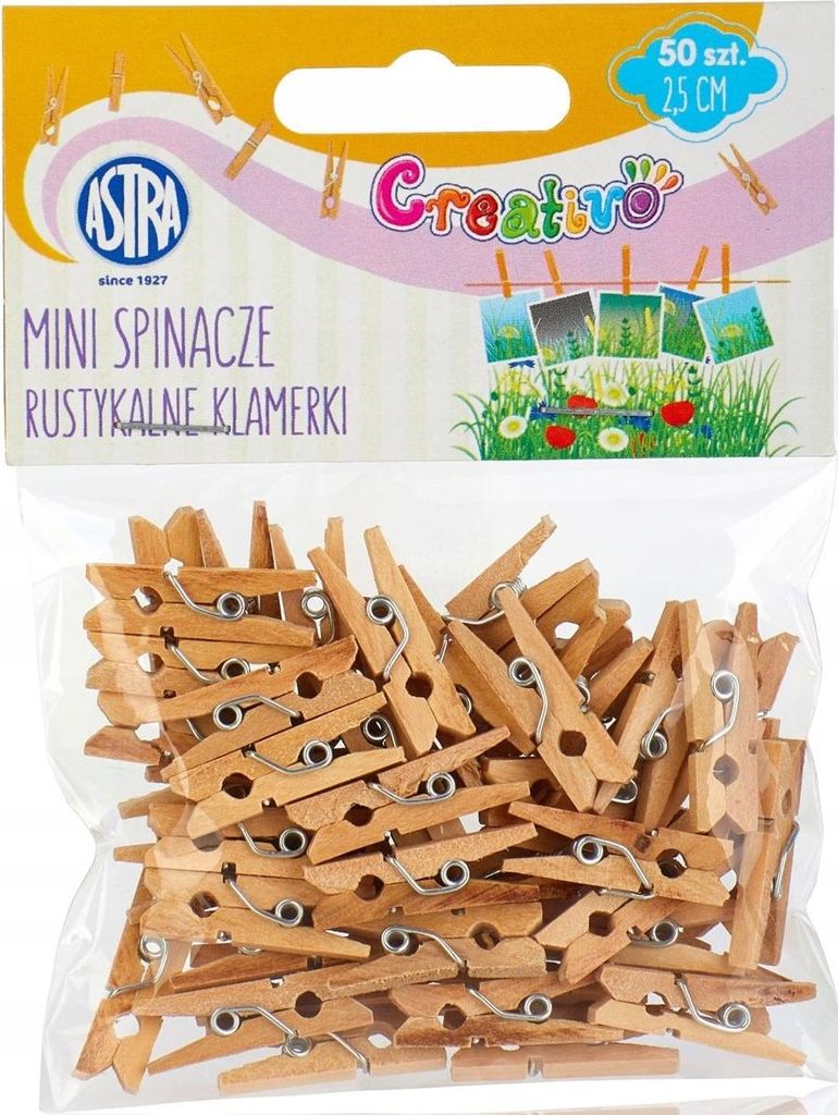 Mini spinacze drewniane rustykalne 50 szt.
