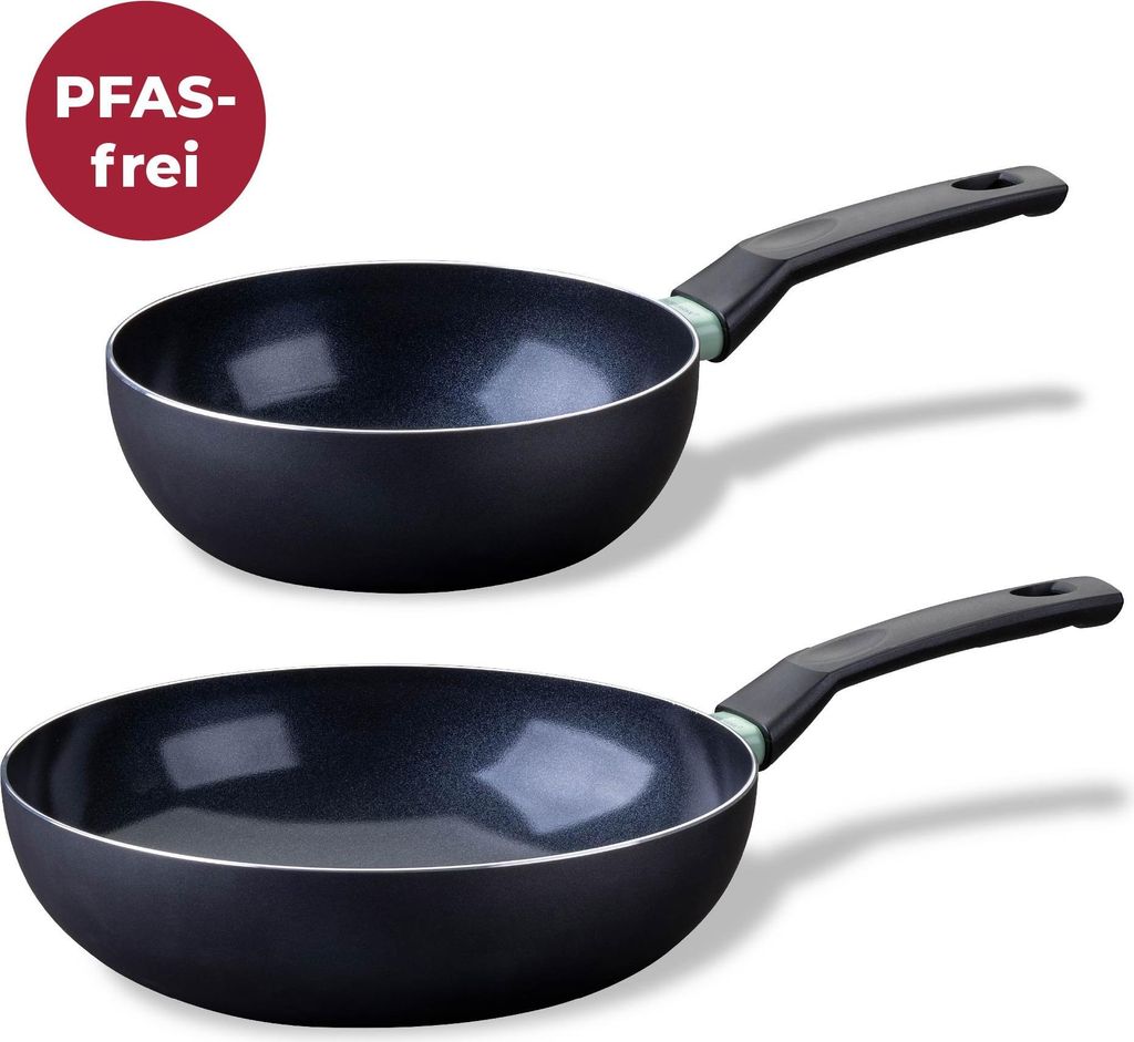 Fackelmann Brandao Wokpfannen Set 2-teilig Hochwertiges Kochgeschirr aus recyceltem Aluminium, Ø 20 cm & Ø 28 cm
