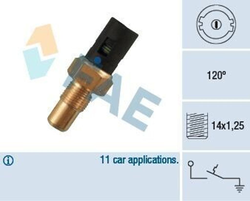 FAE Temperaturschalter Kühlmittelwarnlampe 35750 für RENAULT CLIO II (BB0/1/2, CB0/1/2)