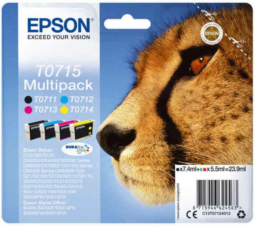 Original Tintenpatrone Epson T0715 Bunt Gelb Schwarz Türkis Magenta